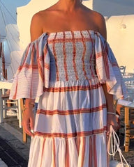 Casual Vacation One Shoulder Dress