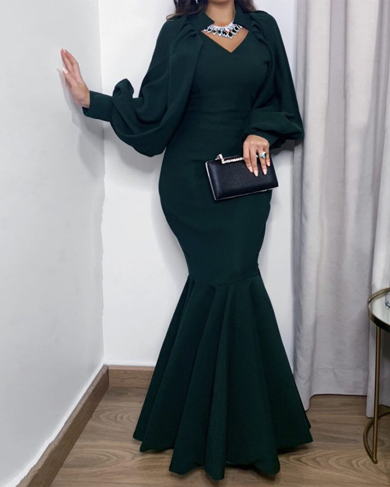 solid color mermaid long dress