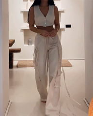 Vest Top and Streamer Pants Two-piece Suit