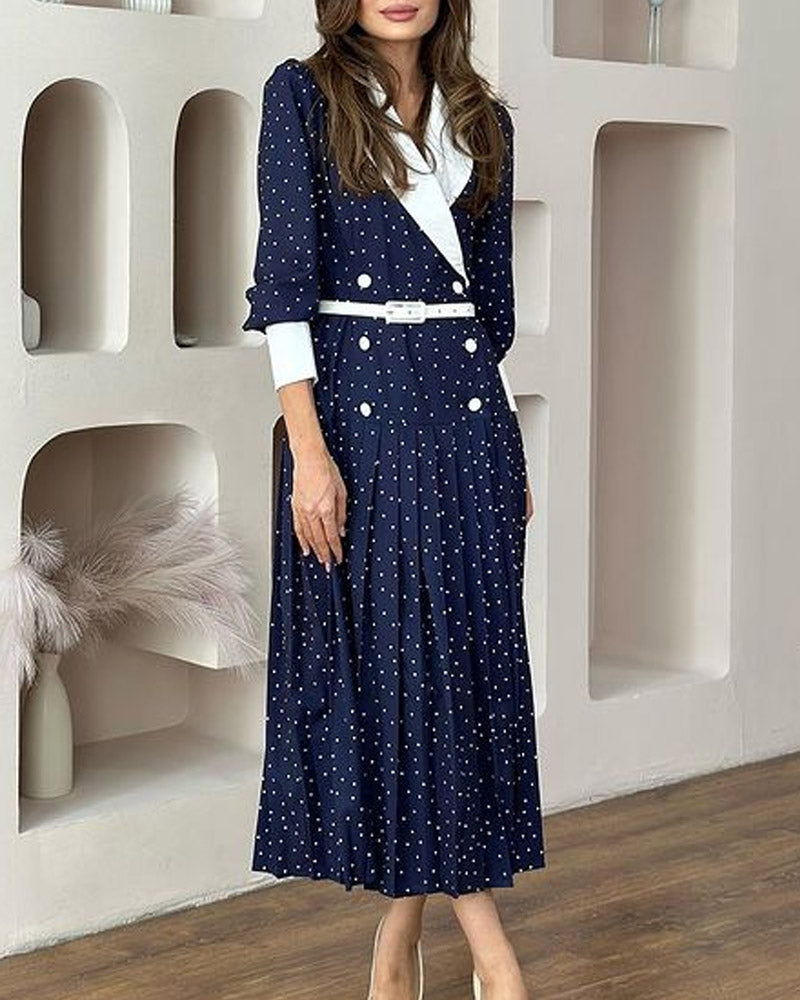 V-neck Polka Dot Fashionable Casual Dress