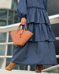 Lapel multi-layered ruffled solid color dress