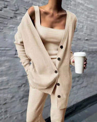 knitted three-piece coat tank top