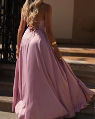 Elegant Solid Color Slit Party Dress