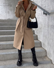 Solid Color Fashion Temperament Strap Coat Coat