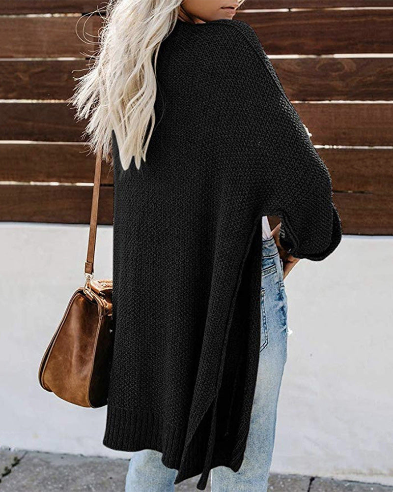 Solid Color Knitted Sweater Cardigan