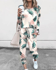 Loose Printed Long Sleeve Casual Suit