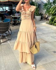 butterfly sleeve solid color dress