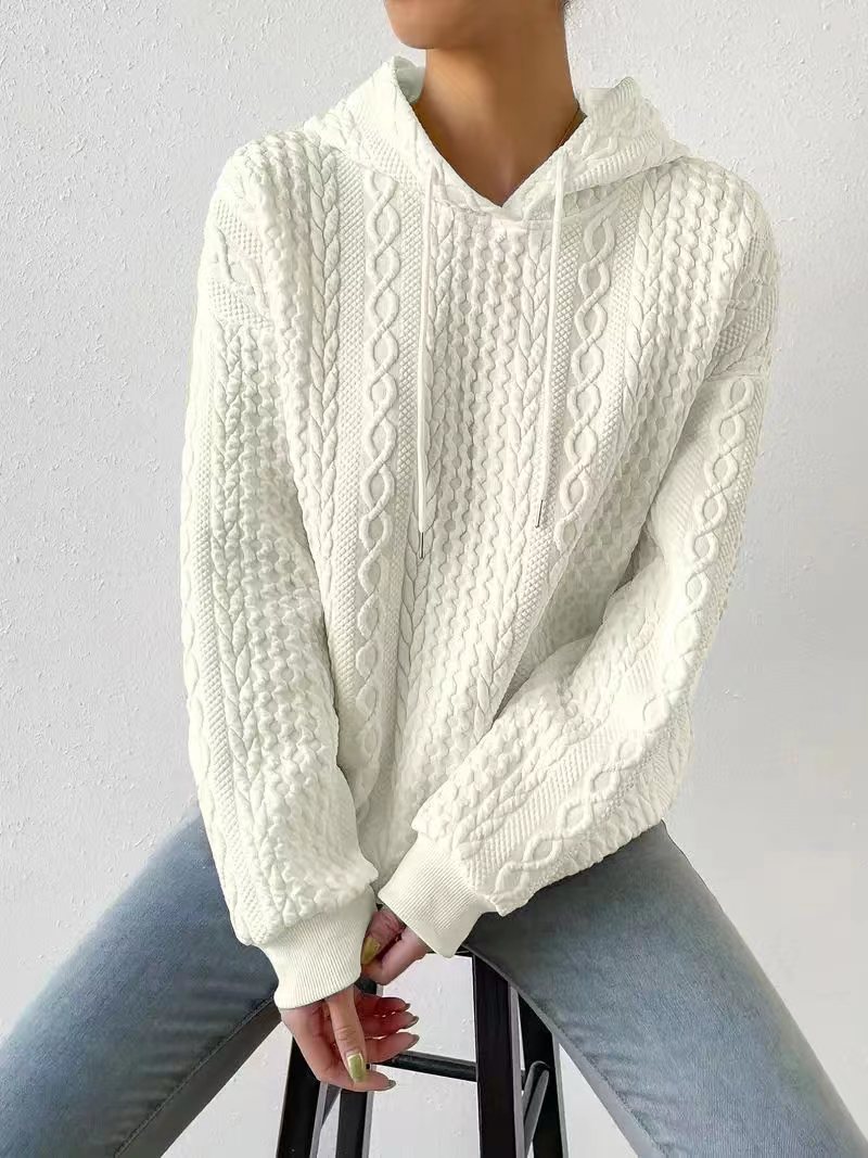 Solid Color Knit Hooded Sweater