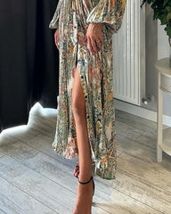 Elegant Printed Pleated Dress