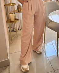 Solid Color Suspender Casual Wide Leg Jumpsuit