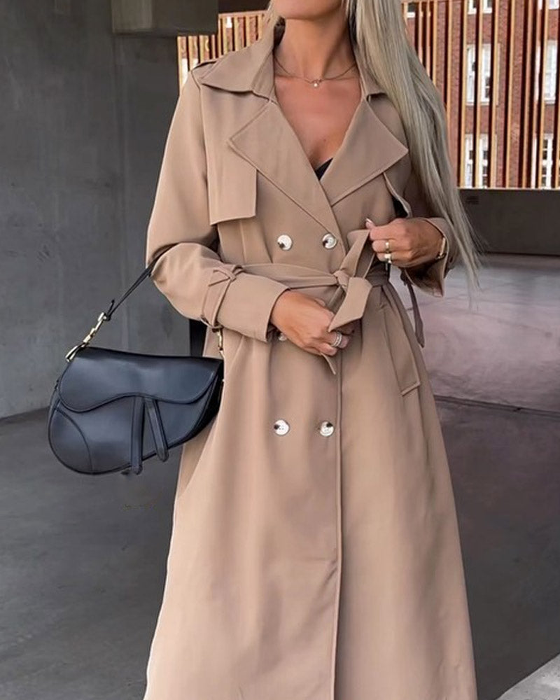 Solid Color Strappy Casual Fashion Coat Coat