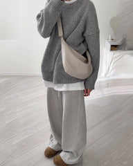 Solid Color Round Neck Loose Casual Fashion Sweater