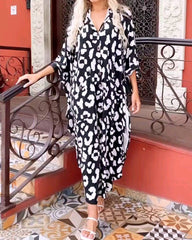 V Neck Dolman Sleeve Print Dress