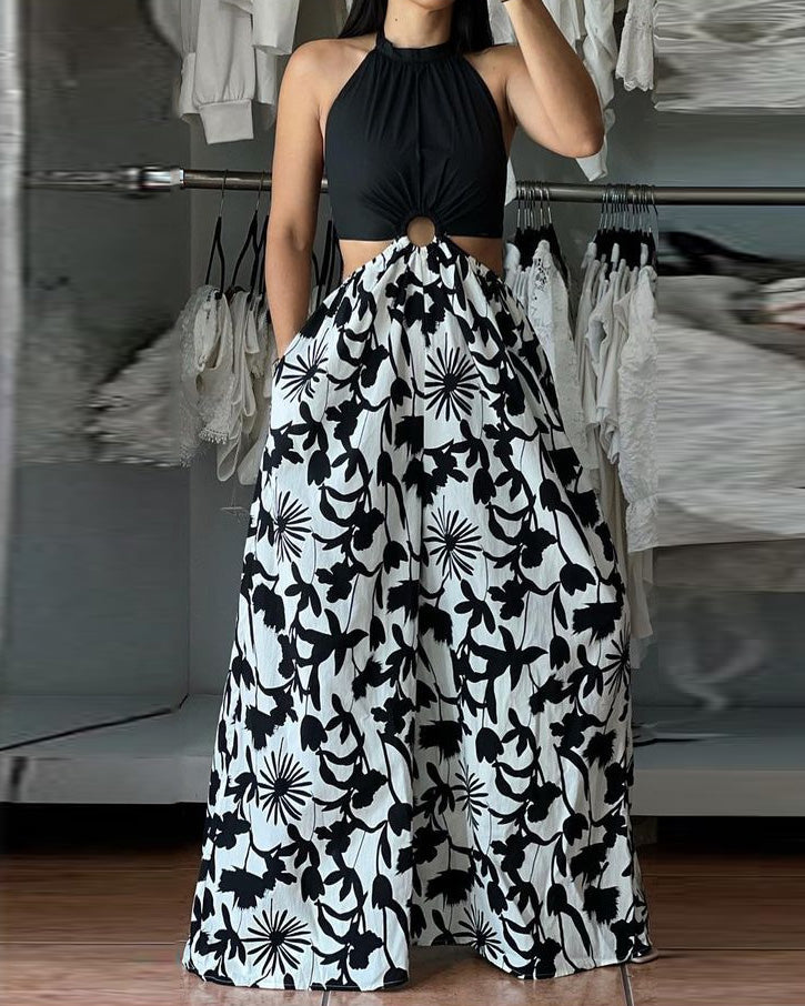 printed cutout jumpsuit