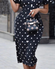 Fashion Off Shoulder Polka Dot Dress