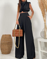 Fashion Solid Color Tank Top & Pants Two Piece Set