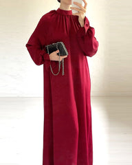 Solid Color Velvet Bell Sleeve Elegant Dress