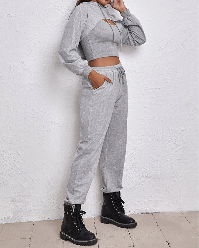 Vest Hoodie Pants Three-Piece Suit