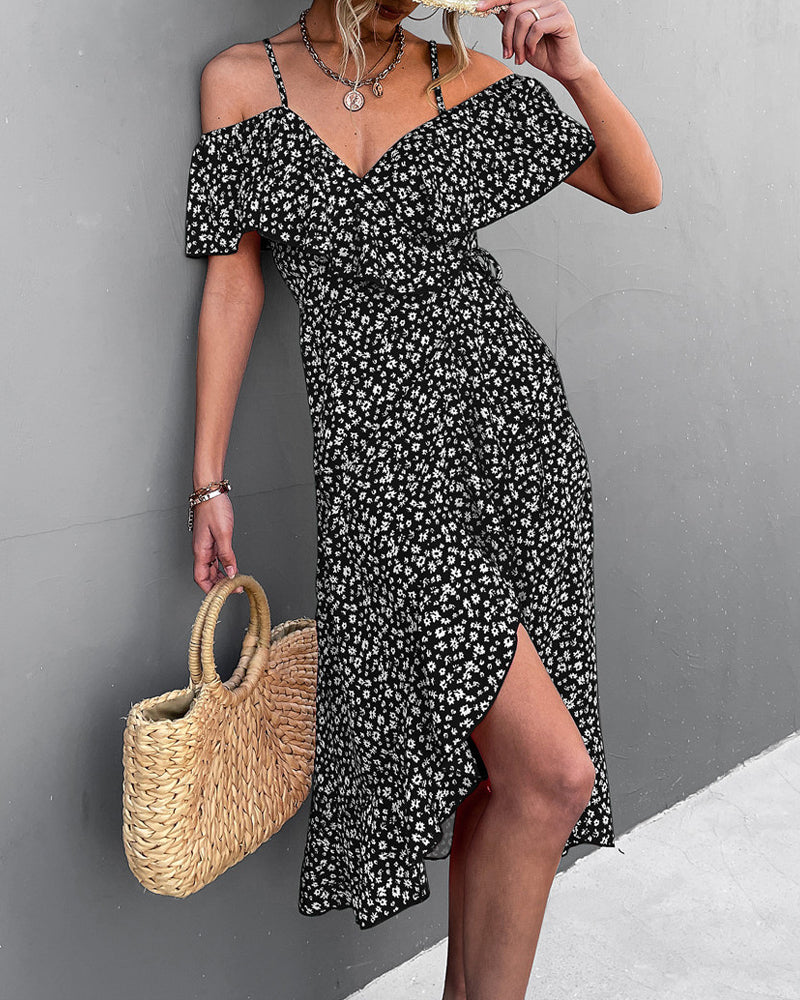 One Shoulder Floral Sling Dress