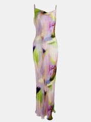 Pleated Cami Slim Fit Tie-Dye Maxi Dress