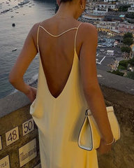 Sling Hollow Backless Resort Dress