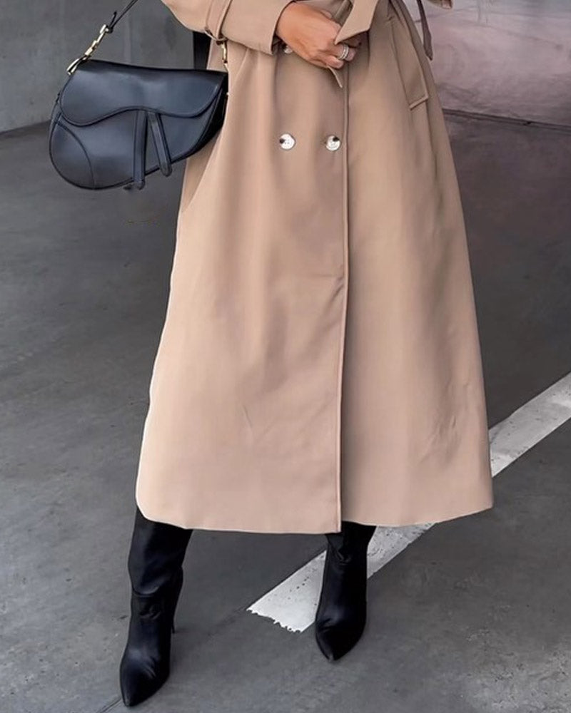 Solid Color Strappy Casual Fashion Coat Coat