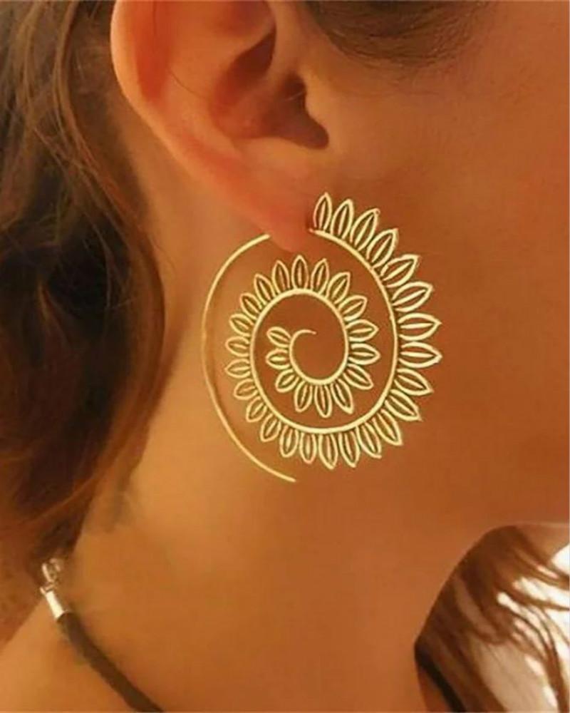 Exaggerated Alloy Round Earrings