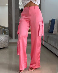 Fashion Solid Color Shirt & Pants Two-Piece Set