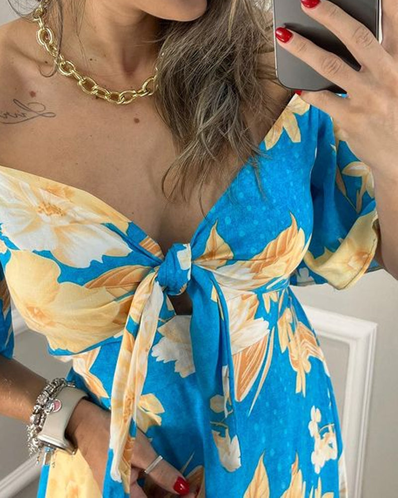 Casual Off-Shoulder Printed Dress