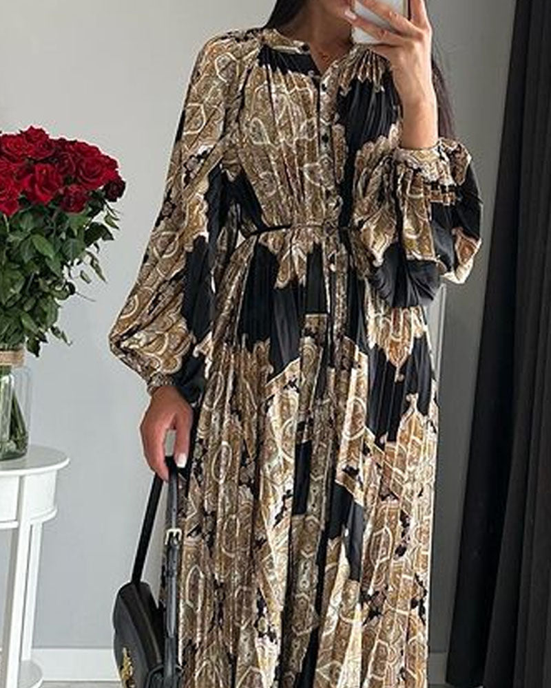 Stylish Printed Pleated Dress