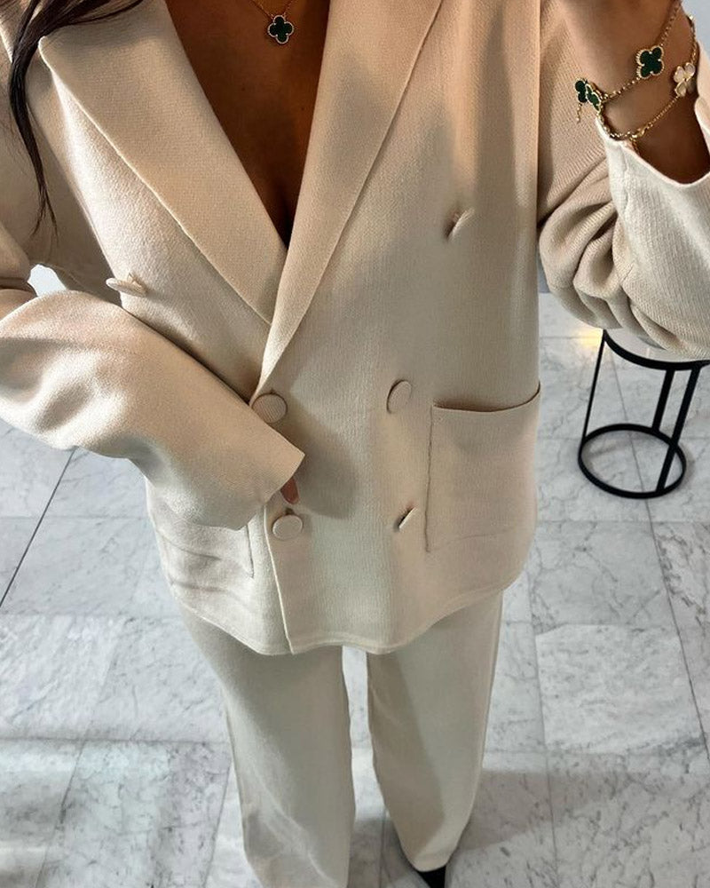 Solid Color Two-piece Casual Suit