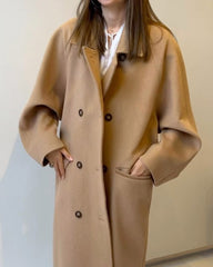 Solid Color Casual Straight Woolen Coat