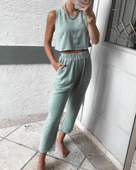 Casual Solid Color Vest Trouser Suit