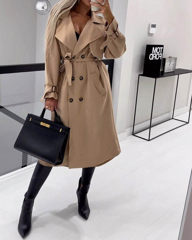 Solid Color Lapel Fashion Casual Temperament Coat