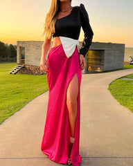 Fashion Color Block Bowknot Dress