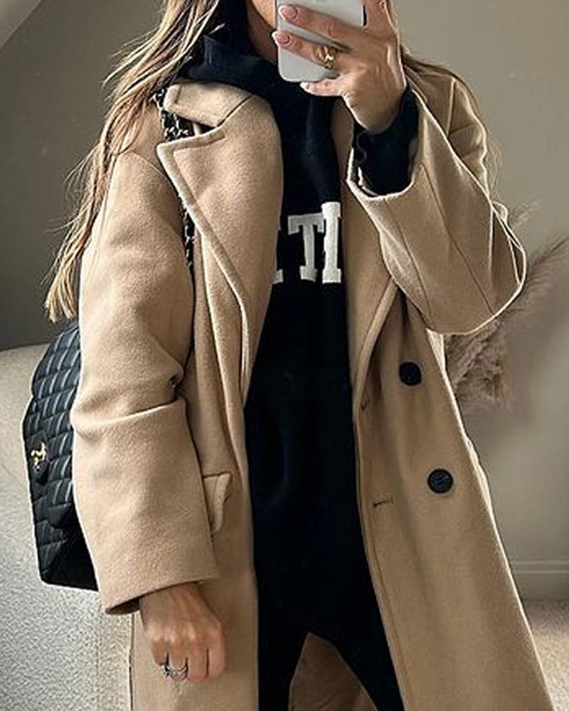 Solid Color Casual Fashion Woolen Coat