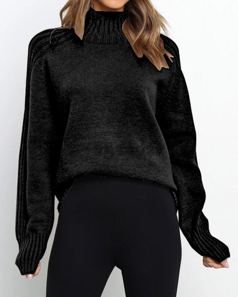 Solid Color Pullover Sweater