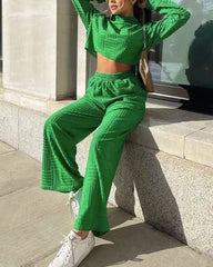 Casual Hoodie & Wide-leg Pants Two-Piece Set