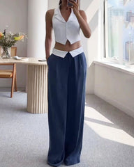 Fashion Lapel Vest & Pants Two-Piece Set