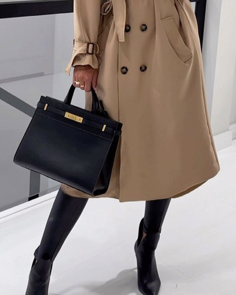 Solid Color Lapel Fashion Casual Temperament Coat