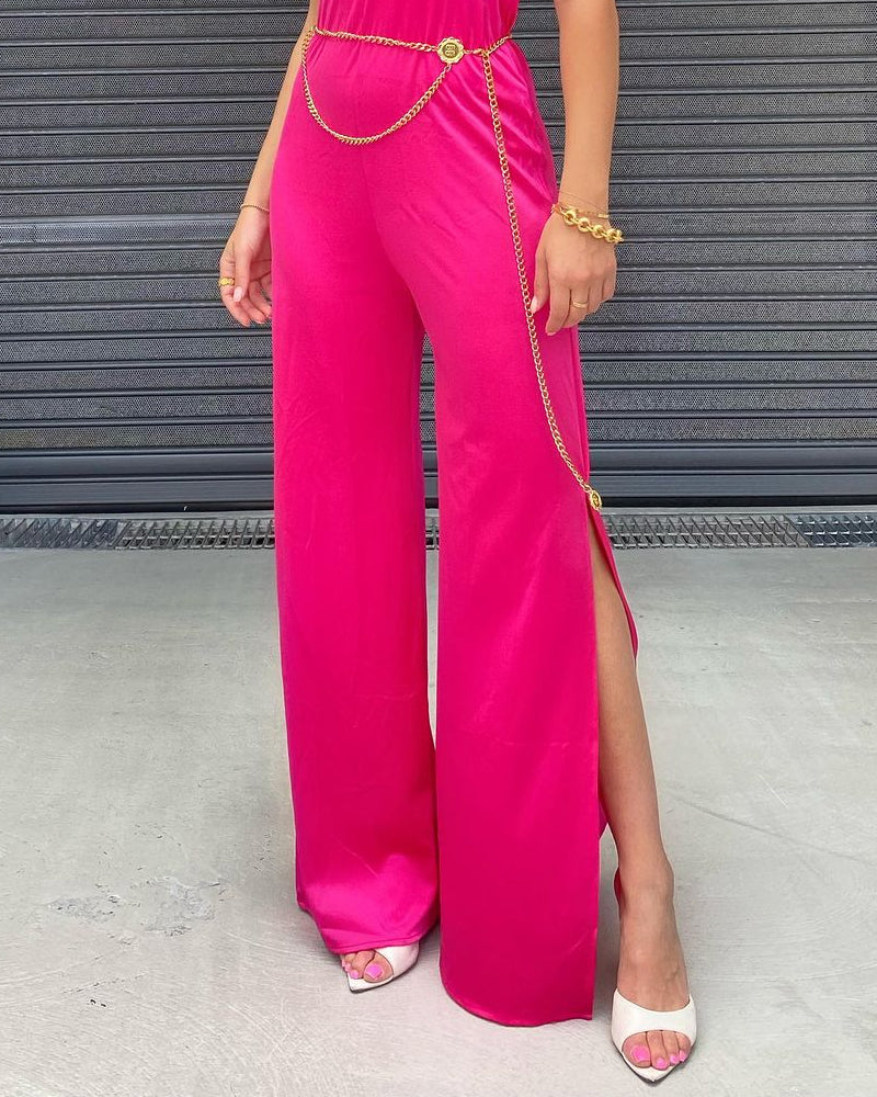 Casual Solid Color Tube Top Jumpsuit