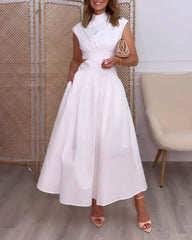 Fashion Solid Color Hollow Dress