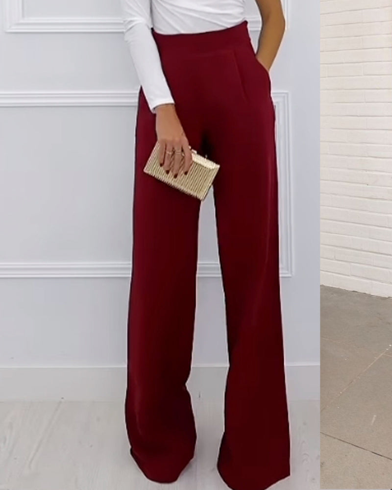 One-shoulder solid color two-piece set